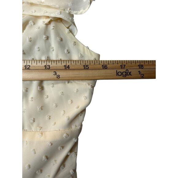 Lulus Dress Size Large Be a Dear Tie Front Mini in Cream Smocked Back Swiss Dot - Picture 12 of 14